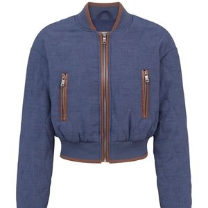 NWT Chambray Bomber Quilted Jacket